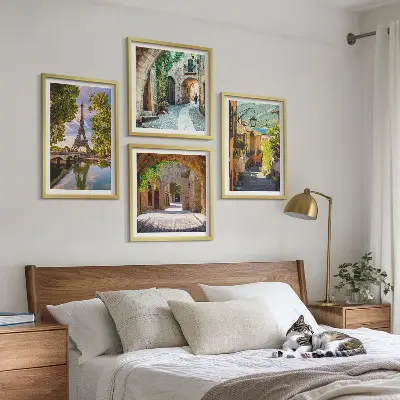 Dekorativní sada obrazů architektura pařížských ulic