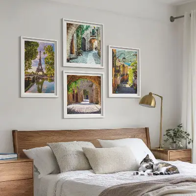 Dekorativní sada obrazů architektura pařížských ulic