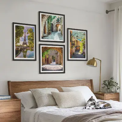 Dekorativní sada obrazů architektura pařížských ulic