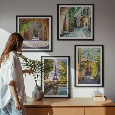 Dekorativní sada obrazů architektura pařížských ulic