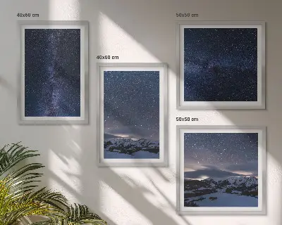 Sada obrazů Moderní hory se zobrazením noční hvězdné oblohy