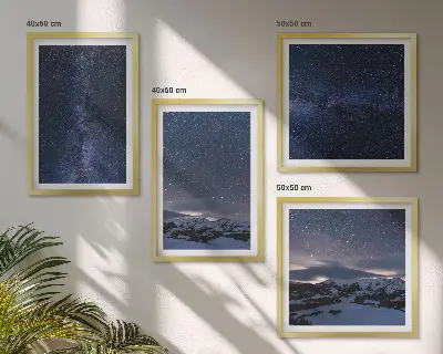 Sada obrazů Moderní hory se zobrazením noční hvězdné oblohy