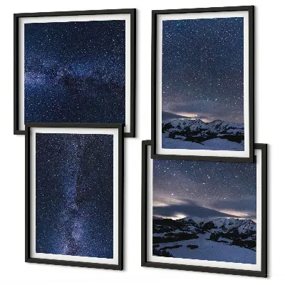 Sada obrazů Moderní hory se zobrazením noční hvězdné oblohy
