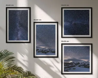 Sada obrazů Moderní hory se zobrazením noční hvězdné oblohy