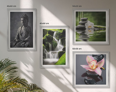 Dekorativní sada obrazů ZEN obrazy vodní kameny Buddha