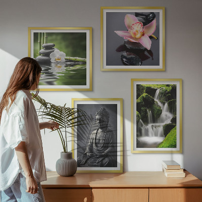 Dekorativní sada obrazů ZEN obrazy vodní kameny Buddha