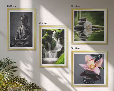 Dekorativní sada obrazů ZEN obrazy vodní kameny Buddha
