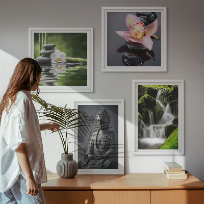Dekorativní sada obrazů ZEN obrazy vodní kameny Buddha