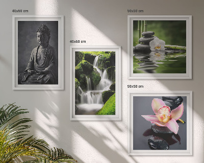 Dekorativní sada obrazů ZEN obrazy vodní kameny Buddha