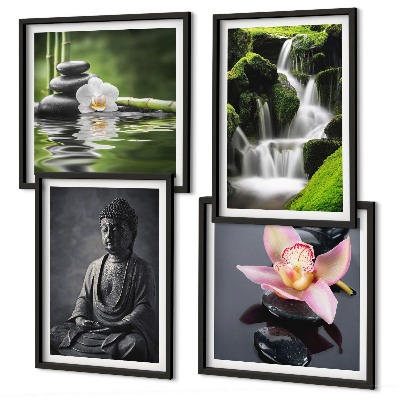 Dekorativní sada obrazů ZEN obrazy vodní kameny Buddha
