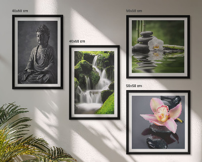 Dekorativní sada obrazů ZEN obrazy vodní kameny Buddha