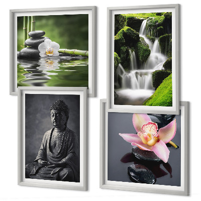Dekorativní sada obrazů ZEN obrazy vodní kameny Buddha