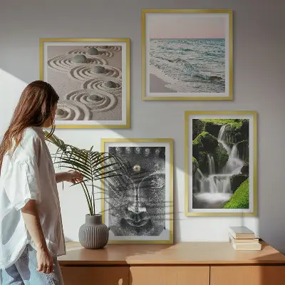 Moderní sada obrazů mír přírody s Buddhou
