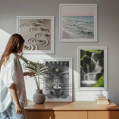 Moderní sada obrazů mír přírody s Buddhou
