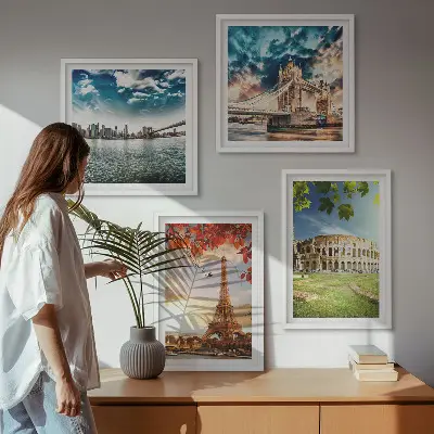 Sada obrazů Památky Evropy v teplých barevných tónech