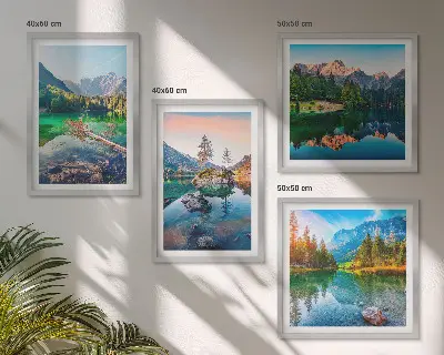 Moderní sada obrazů horská jezera s přírodní krajinou