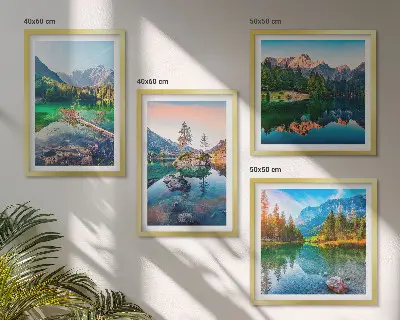 Moderní sada obrazů horská jezera s přírodní krajinou