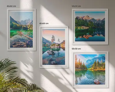 Moderní sada obrazů horská jezera s přírodní krajinou