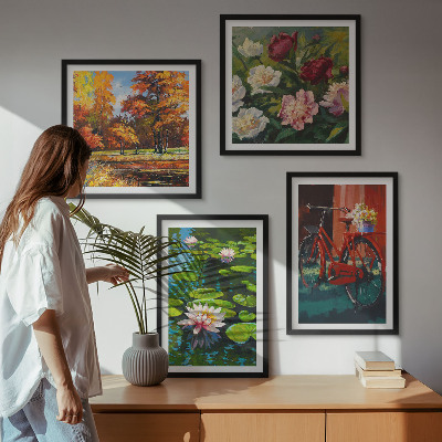 Dekorativní sada obrazů Podzimní barvy Lily Pond