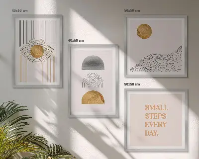 Dekorativní sada obrazů abstraktní geometrické tvary