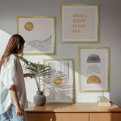 Dekorativní sada obrazů abstraktní geometrické tvary