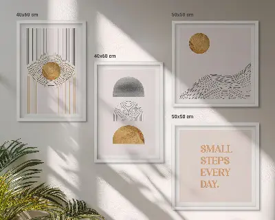 Dekorativní sada obrazů abstraktní geometrické tvary