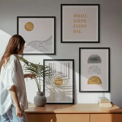 Dekorativní sada obrazů abstraktní geometrické tvary