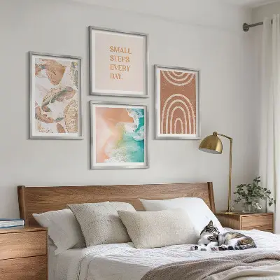 Sada moderních obrazů jemné boho listy s nápisy