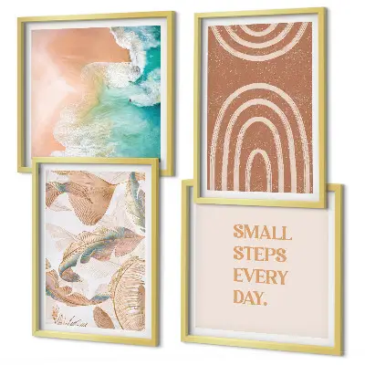 Sada moderních obrazů jemné boho listy s nápisy