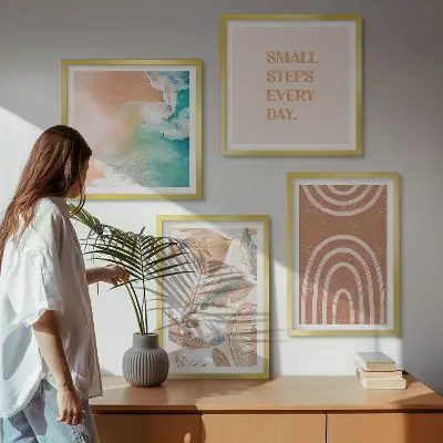 Sada moderních obrazů jemné boho listy s nápisy