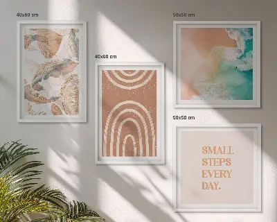Sada moderních obrazů jemné boho listy s nápisy