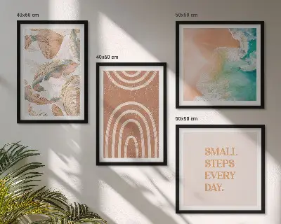 Sada moderních obrazů jemné boho listy s nápisy