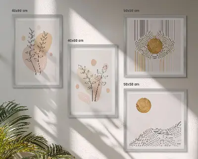 Dekorativní sada obrazů s motivem minimalistických kreseb rostlin