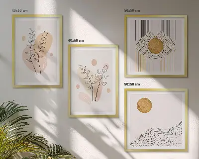 Dekorativní sada obrazů s motivem minimalistických kreseb rostlin