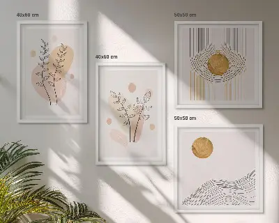 Dekorativní sada obrazů s motivem minimalistických kreseb rostlin