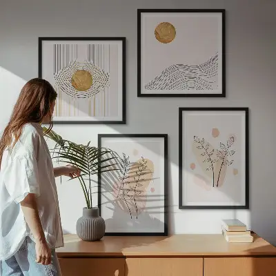 Dekorativní sada obrazů s motivem minimalistických kreseb rostlin