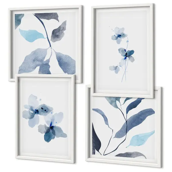 Sada obrazů Minimalistické modré květiny moderní provedení