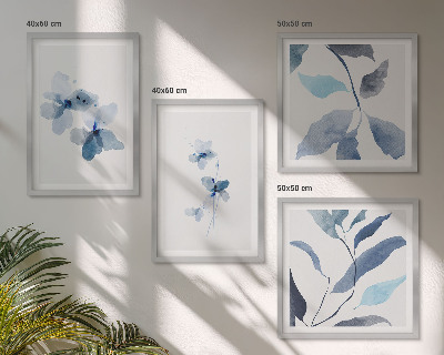 Moderní sada obrazů Minimalistické modré květiny