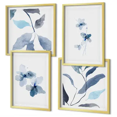Sada obrazů Minimalistické modré květiny moderní provedení