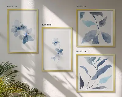 Sada obrazů Minimalistické modré květiny moderní provedení