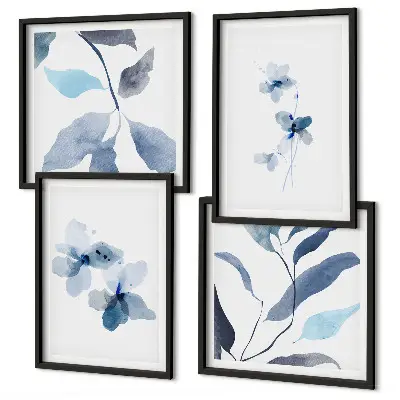 Sada obrazů Minimalistické modré květiny moderní provedení