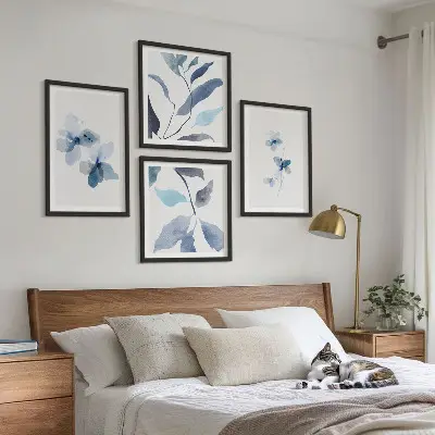 Sada obrazů Minimalistické modré květiny moderní provedení