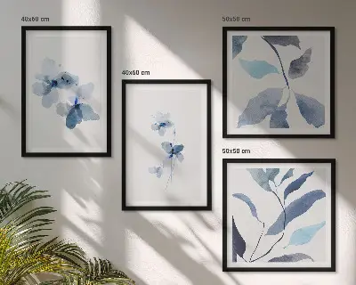 Sada obrazů Minimalistické modré květiny moderní provedení