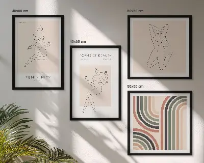 Moderní sada obrazů ženské siluety na plakátech