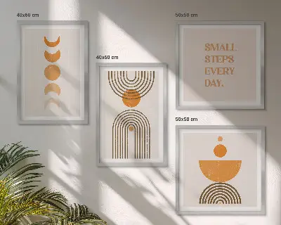 Dekorativní sada obrazů minimalistické boho vzory