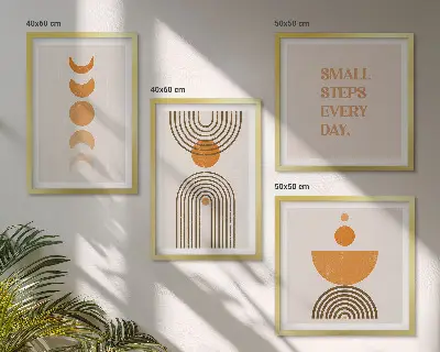 Dekorativní sada obrazů minimalistické boho vzory