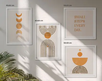 Dekorativní sada obrazů minimalistické boho vzory