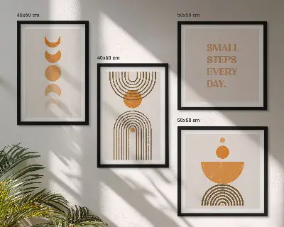 Dekorativní sada obrazů minimalistické boho vzory