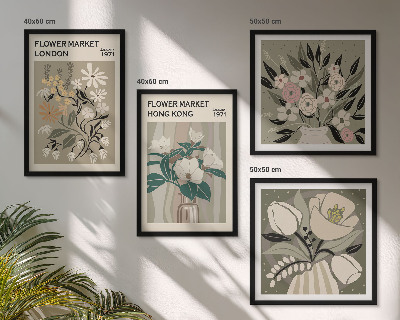 Dekorativní sada obrazů Květinové ilustrace Londýn Hong Kong