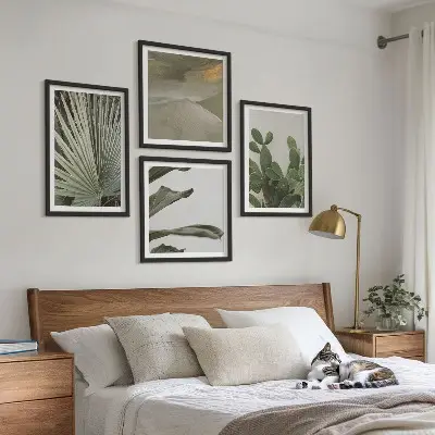 Sada obrazů Pastelové listy moderní triptych s motivem tropických rostlin
